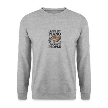 Ich Liebe Mein Klavier Und Toleriere Menschen - Unisex Pullover - Weißgrau meliert - Vorne - Alina (178cm) & Michal (187cm)