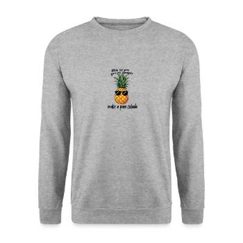 Wenn Das Leben Dir Ananas Gibt Mach Eine Pina - Unisex Pullover - Weißgrau meliert - Vorne - Alina (178cm) & Michal (187cm)