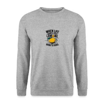 Wenn Das Leben Dir Zitronen Gibt, Bring Den Wodka - Unisex Pullover - Weißgrau meliert - Vorne - Alina (178cm) & Michal (187cm)