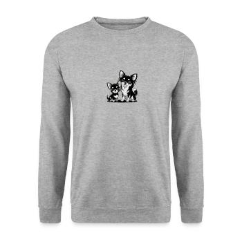 Chiwawa Love: Mother and Puppy in Black and White - Unisex Sweatshirt - salt & pepper - Front - Alina (178cm) & Michal (187cm)