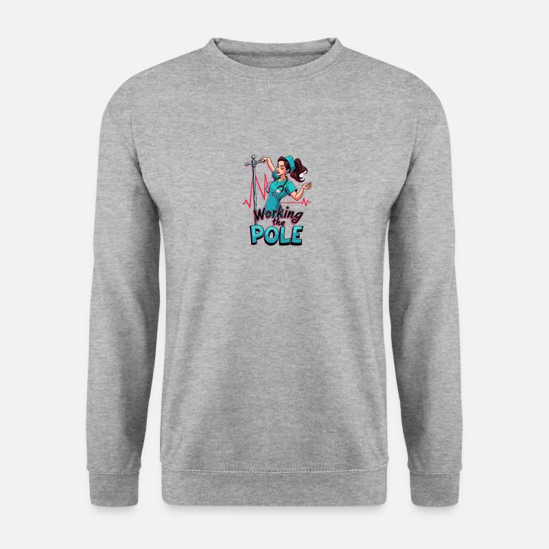 Working The Pole Krankenschwester Pole Dance - Unisex Pullover - Weißgrau meliert