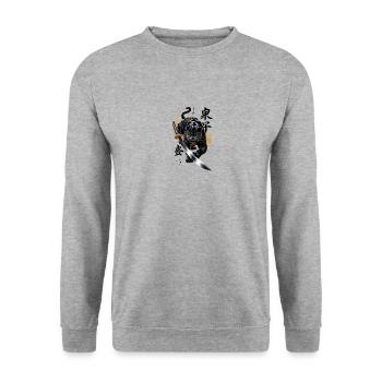 Panthère puissante avec katana - Sweat-shirt Unisexe - gris chiné - Devant - Alina (178cm) & Michal (187cm)