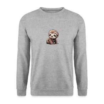 Niedliches Faultier Motiv Für Tierfreunde Und - Unisex Pullover - Weißgrau meliert - Vorne - Alina (178cm) & Michal (187cm)