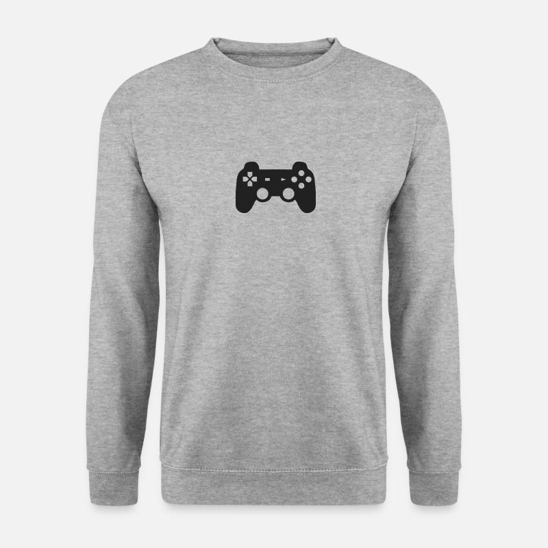 Schwarzer Spielkonsolen Controller Geschenk Idee - Unisex Pullover - Weißgrau meliert
