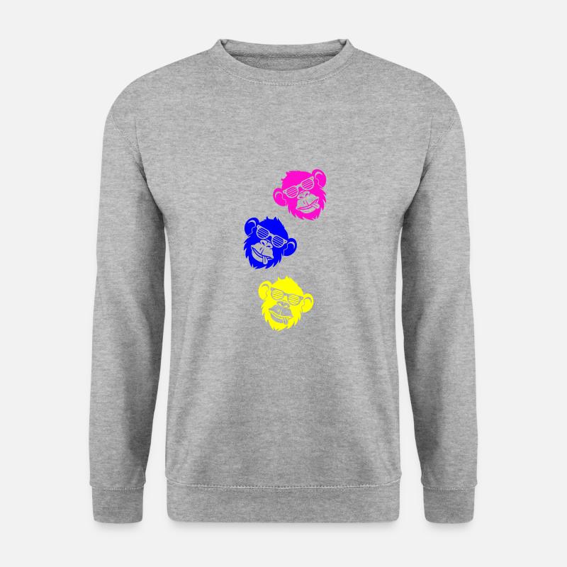 Affe Cool Kopf - Unisex Pullover - Weißgrau meliert