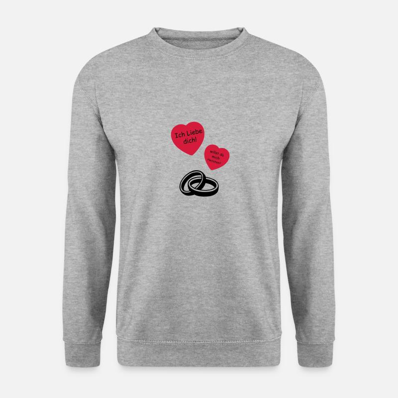 willst du mich heiraten - Unisex Pullover - Weißgrau meliert