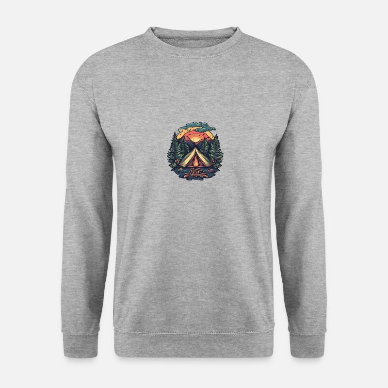 Camping Wald Zelt - Unisex Pullover - Weißgrau meliert