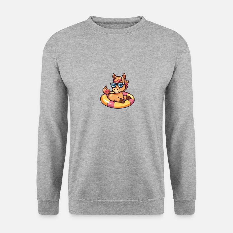 Pferd Comic Cool - Unisex Pullover - Weißgrau meliert