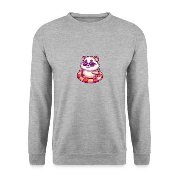 Hamster Comic Cool - Unisex Pullover - Weißgrau meliert - Vorne - Alina (178cm) & Michal (187cm)
