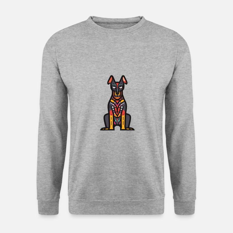 Dobermann Hund Halloween Tier - Unisex Pullover - Weißgrau meliert