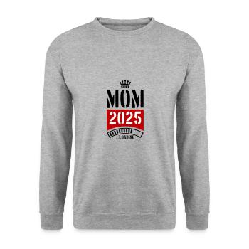 Mama 2025 Loading Mom - Unisex Pullover - Weißgrau meliert - Vorne - Alina (178cm) & Michal (187cm)