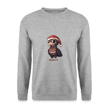 Harpyie Vogel Weihnachten Comic - Unisex Pullover - Weißgrau meliert - Vorne - Alina (178cm) & Michal (187cm)