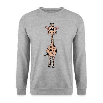 Giraffe - Unisex Pullover - Weißgrau meliert - Vorne - Alina (178cm) & Michal (187cm)