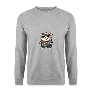 Hamster Comic Urlaub - Unisex Pullover - Weißgrau meliert - Vorne - Alina (178cm) & Michal (187cm)