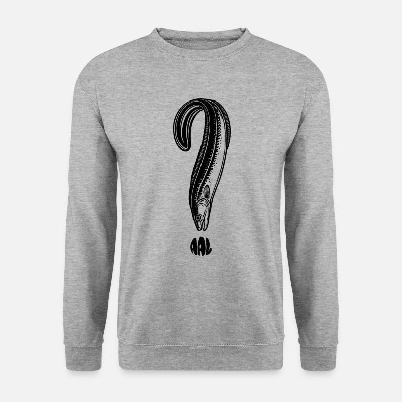 Aal Fragezeichen - Fisch - Angler Geschenk - Unisex Pullover - Weißgrau meliert