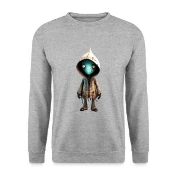 Niedliches Monster - Unisex Pullover - Weißgrau meliert - Vorne - Alina (178cm) & Michal (187cm)