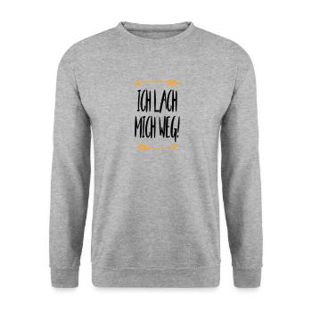 Sprüche Ich lach mich weg - Unisex Pullover - Weißgrau meliert - Vorne - Alina (178cm) & Michal (187cm)