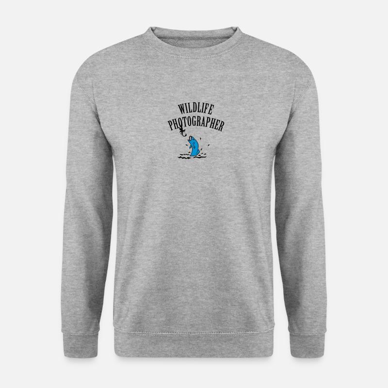 Fliegenfischen / fly fishing (2c) - Unisex Pullover - Weißgrau meliert