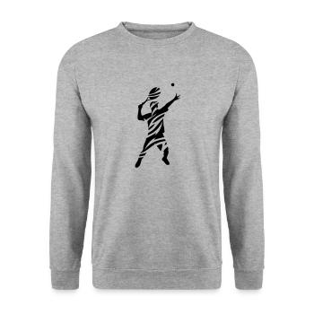 Tennis tribal - Sweat-shirt Unisexe - gris chiné - Devant - Alina (178cm) & Michal (187cm)