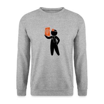 Ein Arzt untersucht ein Röntgenbild - Unisex Pullover - Weißgrau meliert - Vorne - Alina (178cm) & Michal (187cm)