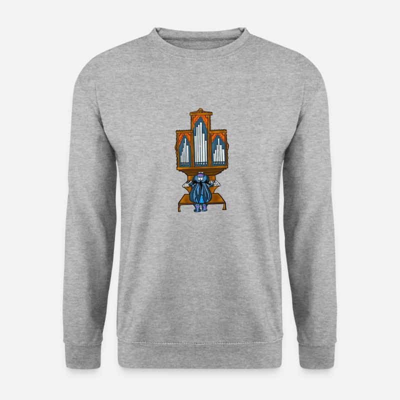 Cameron der Hase spielt Orgel - Unisex Pullover - Weißgrau meliert