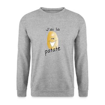 J'ai la patate !! - Sweat-shirt Unisexe - gris chiné - Devant - Alina (178cm) & Michal (187cm)
