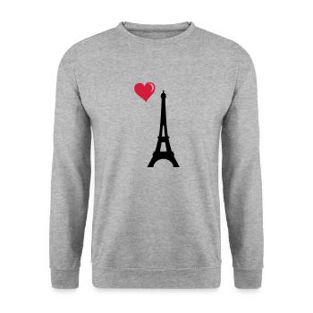 eiffel tower love - Unisex Pullover - Weißgrau meliert - Vorne - Alina (178cm) & Michal (187cm)