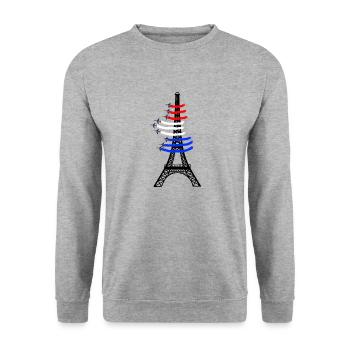 Eiffel Tower Patrouille de France Paris - Unisex Sweatshirt - salt & pepper - Front - Alina (178cm) & Michal (187cm)