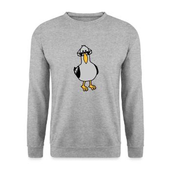 Cooler Blick Möwe Sonnenbrille - Unisex Pullover - Weißgrau meliert - Vorne - Alina (178cm) & Michal (187cm)