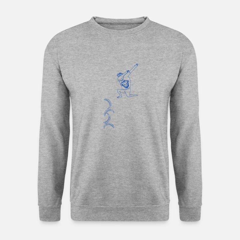 Schimpanse und Bananen - Unisex Pullover - Weißgrau meliert