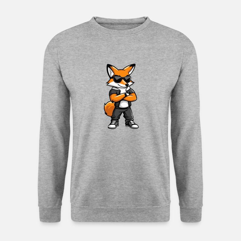 Fuchs Comic - Unisex Pullover - Weißgrau meliert