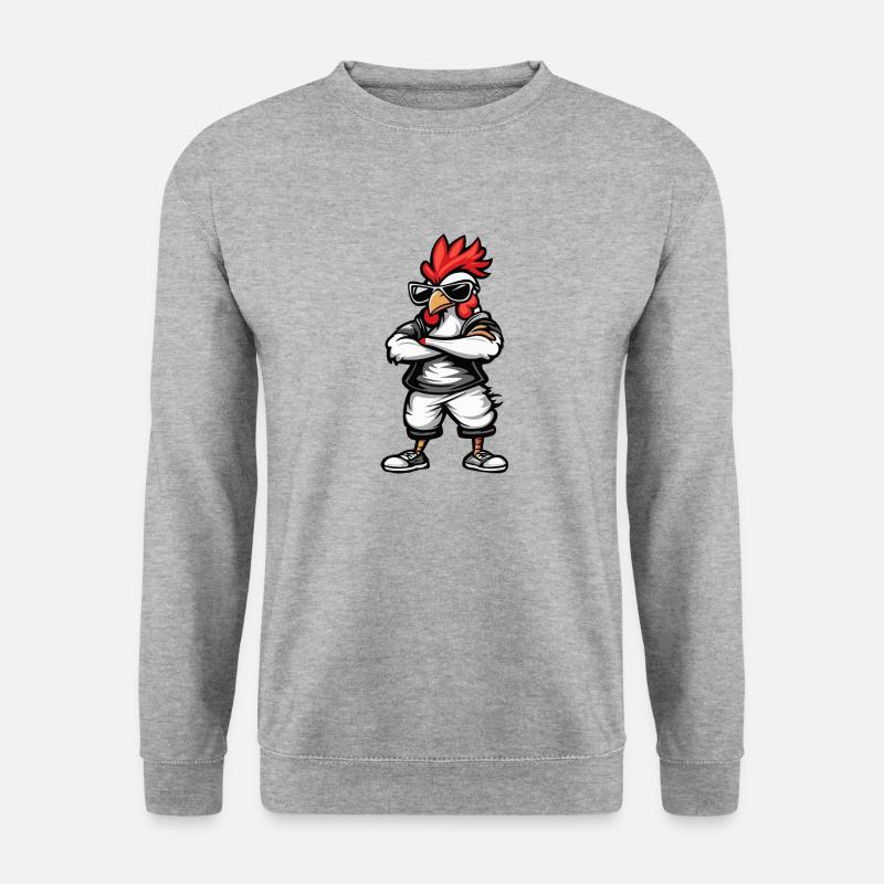 Hahn Comic Cool - Unisex Pullover - Weißgrau meliert