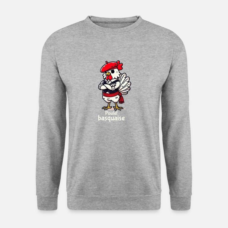 Hühnchen-Basquaise - Klartext - Unisex Pullover - Weißgrau meliert