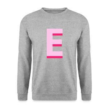 Pop und moderner rosa Buchstabe e - Unisex Pullover - Weißgrau meliert - Vorne - Alina (178cm) & Michal (187cm)