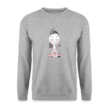 yoga - Sweat-shirt Unisexe - gris chiné - Devant - Alina (178cm) & Michal (187cm)