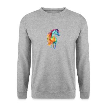 Pride Pferd - Unisex Pullover - Weißgrau meliert - Vorne - Alina (178cm) & Michal (187cm)
