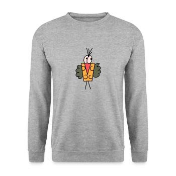 Schobbti Gelb - Unisex Pullover - Weißgrau meliert - Vorne - Alina (178cm) & Michal (187cm)
