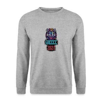 Greece 2024 Holiday Wolf - Unisex Sweatshirt - salt & pepper - Front - Alina (178cm) & Michal (187cm)