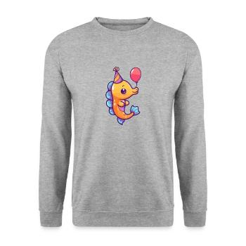 Seahorse Birthday Baby - Unisex Sweatshirt - salt & pepper - Front - Alina (178cm) & Michal (187cm)