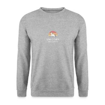 Sécurité des licornes Devise de la licorne Sécurité des licornes - Sweat-shirt Unisexe - gris chiné - Devant - Alina (178cm) & Michal (187cm)