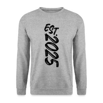 Est. 2025 - Established 2025 - Geburtstag Geschenk - Unisex Pullover - Weißgrau meliert - Vorne - Alina (178cm) & Michal (187cm)