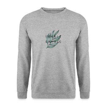 Julibel / Inhale Exhale Yoga - Sweat-shirt Unisexe - gris chiné - Devant - Alina (178cm) & Michal (187cm)