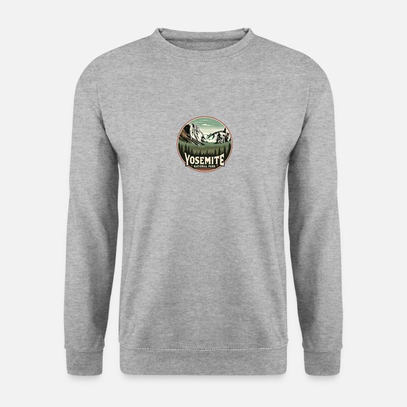 Yosemite Nationalpark Vintage Runde - Unisex Pullover - Weißgrau meliert