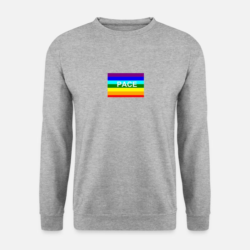 Peace / Pace-Regenbogen-Fahne - Unisex Pullover - Weißgrau meliert