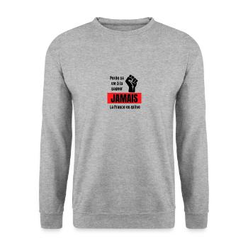Perde sa vie à la gagner - Sweat-shirt Unisexe - gris chiné - Devant - Alina (178cm) & Michal (187cm)