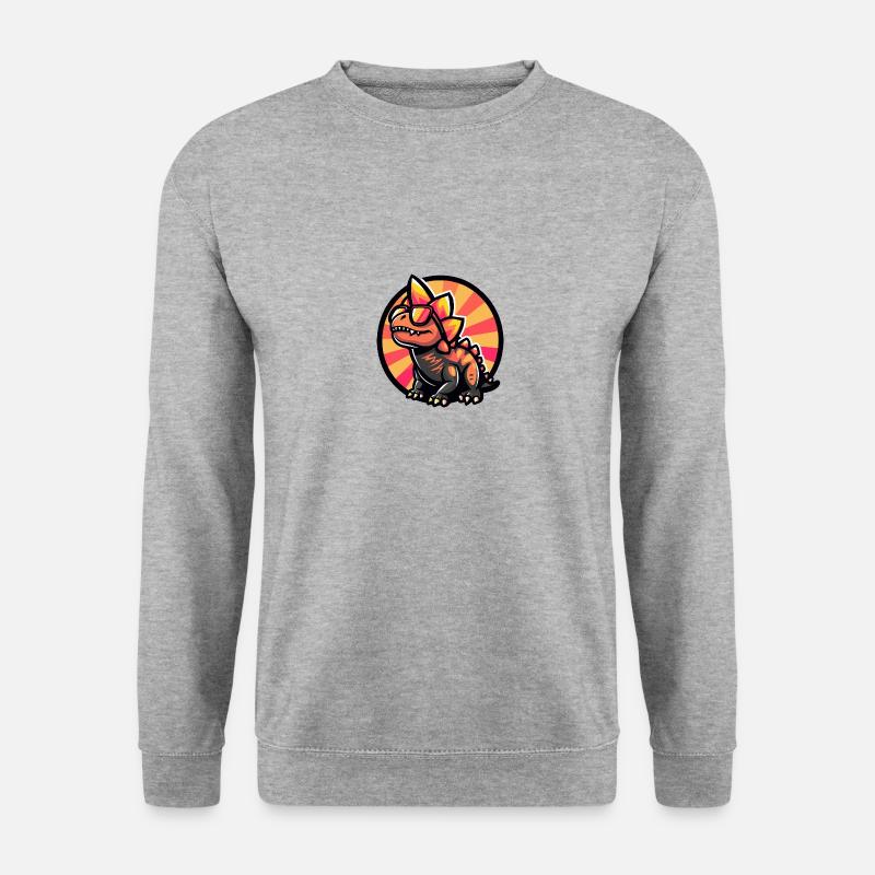 Dinosaurier stegosaurus Sommer - Unisex Pullover - Weißgrau meliert