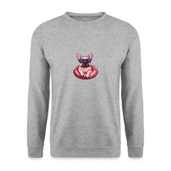 Buldog Français Chien Été - Sweat-shirt Unisexe - gris chiné - Devant - Alina (178cm) & Michal (187cm)