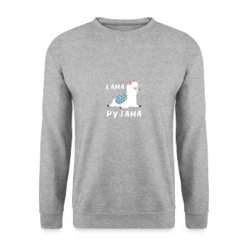 Lama Pyjama Late Riser Gift - Unisex Sweatshirt - salt & pepper - Front - Alina (178cm) & Michal (187cm)