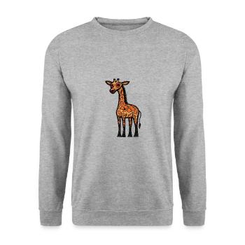 Giraffe Halloween Tier - Unisex Pullover - Weißgrau meliert - Vorne - Alina (178cm) & Michal (187cm)