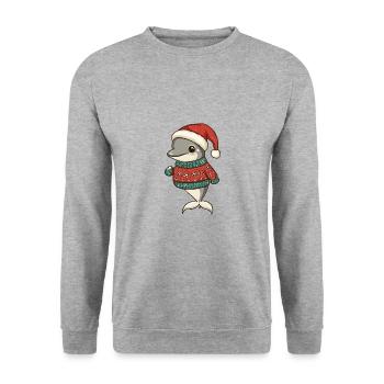 Dolphin Christmas Comic - Unisex Sweatshirt - salt & pepper - Front - Alina (178cm) & Michal (187cm)